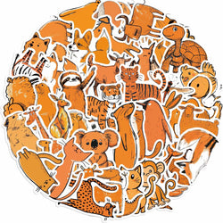 50PCS Cartoon Orange Animals Stickers For Laptop Suitcase Skateboarding Snowboard Retro Vinyl Home Sticker Cute Graffiti Decals (ONLINE ORDER ONLY)