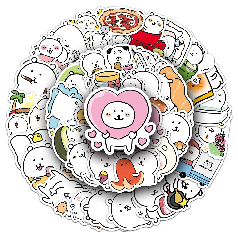 10/30/50PCS Kawaii Animal Stickers Cute JokeBear Sticker Cartoon Kids Toys Luggage Laptop Guitar Car Bike Skateboard DIY Decals (ONLINE ORDER ONLY)