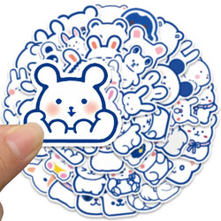 50pcs Cute Cartoon Blue Animals Stickers Pack For Luggage Laptop Guitar Skateboard DIY Waterproof Graffiti Bicyle Car Decals (ONLINE ORDER ONLY)