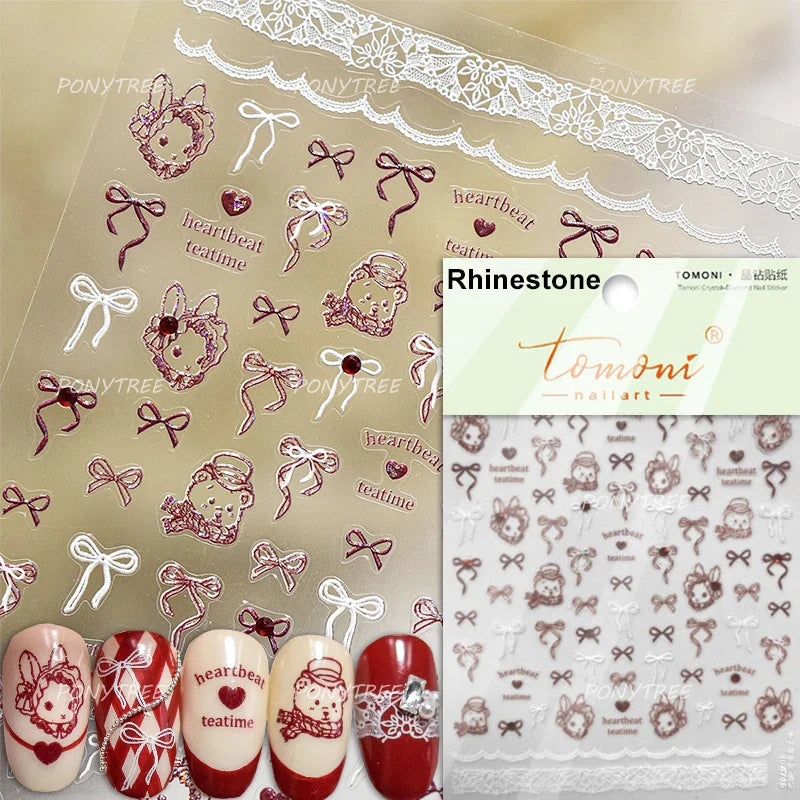 Sexy Red Grape Wine Bowknot Cocktail Goblet Cup Soda Liquid Shiny Sparkling Self Adhesive Nail Art Stickers 3D Manicure Decals (ONLINE ORDER ONLY)