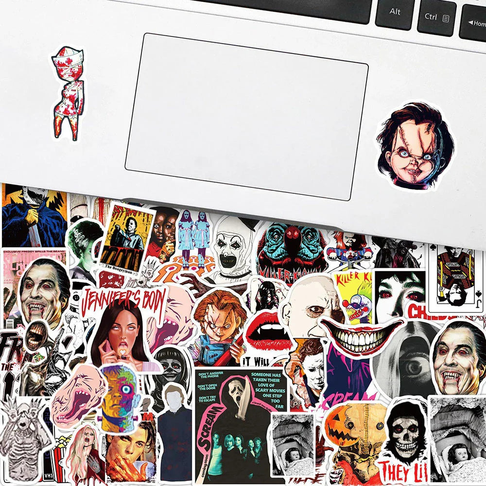 10/30/50/100pcs Cool Horror Movie Waterproof  Stickers Decals Skateboard Car Motorcycle Laptop Phone Bike Luggage Funny Sticker (ONLINE ORDER ONLY)