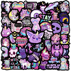 10/30/50PCS Horror Gothic Skull Purple Stickers Cartoon Waterproof Graffiti DIY Laptop Phone Notebook Skateboard Decals Kids Toy (Online Order Only)