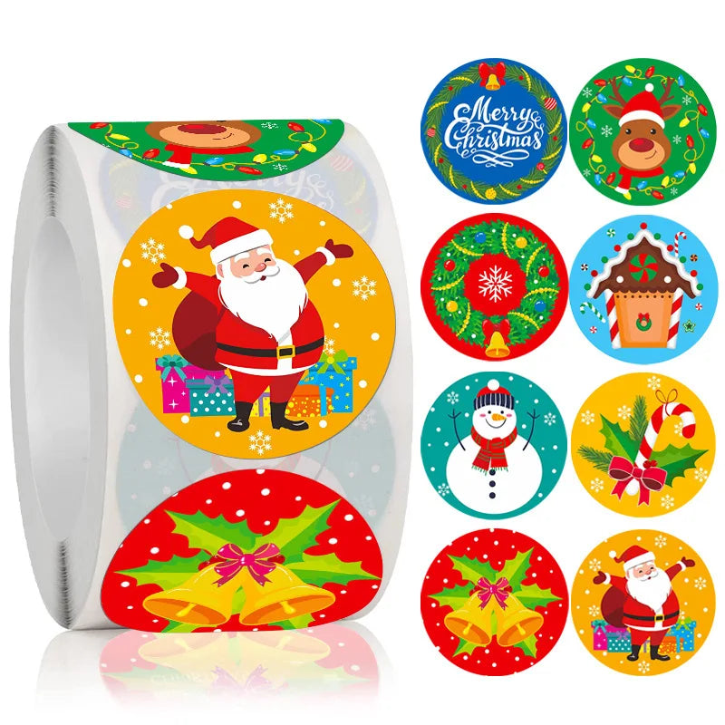 500pcs /1 Roll Christmas Stickers 1inch Snowflakes Holiday Stickers Xmas Gift Label for Envelope Box Gift Decor (Online Order Only)