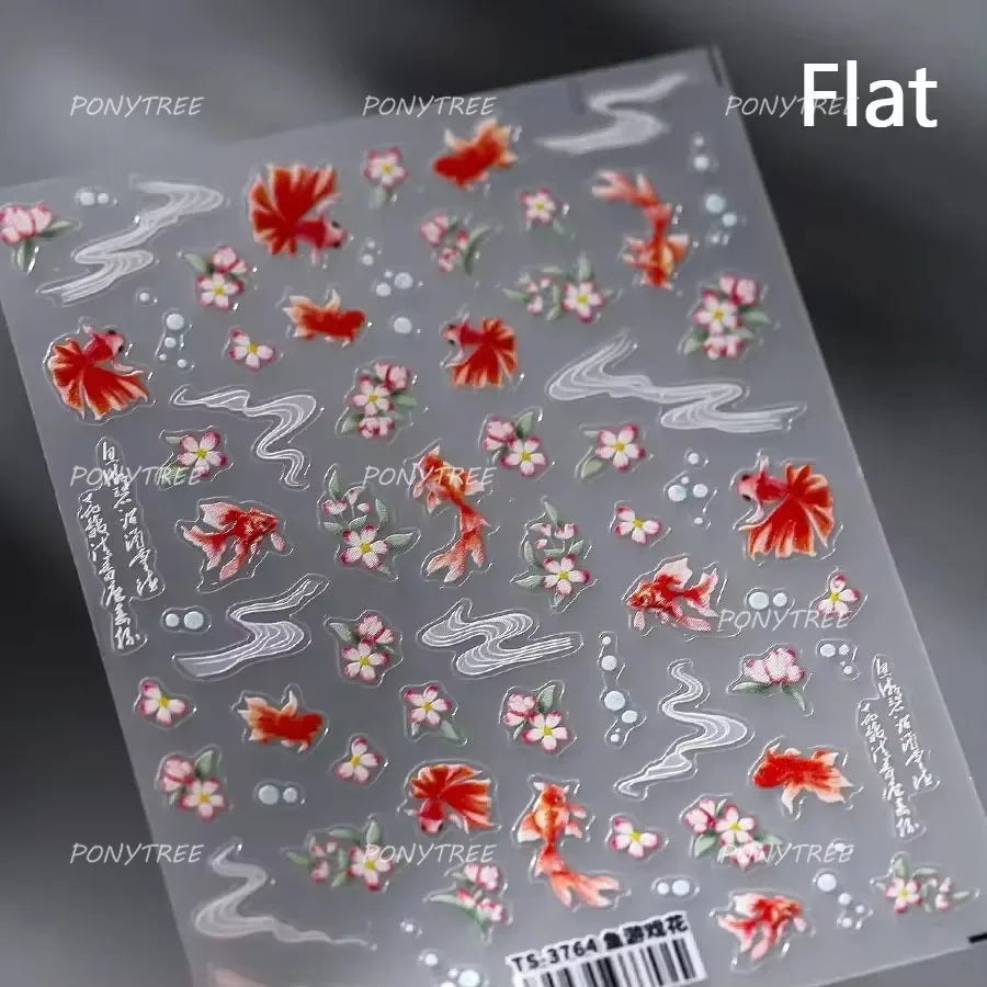 Romantic Mermaid Tail Water Bubbles Seahorse Shell Starfish Coral Pearl Pendant Self Adhesive Nail Art Stickers Manicure Decals (Online Order Only)