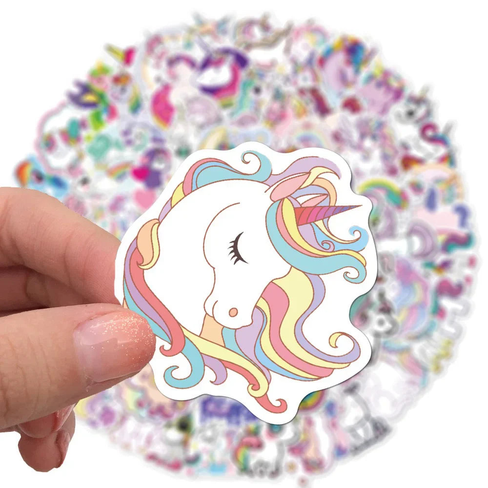 10/30/50/100PCS Cute Animals Pink Unicorn Cartoon Sticker DIY Diary Phone Laptop Luggage Skateboard Graffiti Decals Fun for Kid (ONLINE ORDER ONLY)