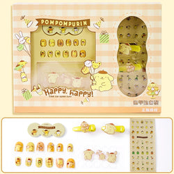 1Set(12Pcs+Jelly Glue+Stickers+Hairpin) Children Acrylic Fake Nails Kuromi Mymelody Cinnamoroll Fake Nails Non-Toxic Kid Gifts * (Online Order Only)
