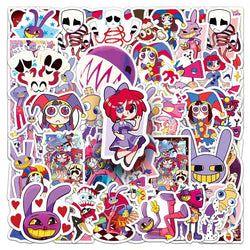 50pcs Digital Circus Sticker Pack for Laptop, Phone, Car, Suitcase, Water Bottle, Stationery, Refrigerator (Online Order Only)