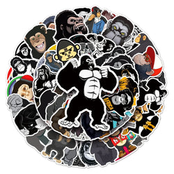 50Pcs Gorilla Cartoon Waterproof Vinyl Stickers for Skateboard Snowboard (ONLINE ORDER ONLY)