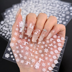 Winter Xmas 3D Nail Sticker Snowflake Flower Winter Decals Nail Stickers Cartoon Bird Santa Penguin Elk Slider New Year Manicure (ONLINE ORDER ONLY)