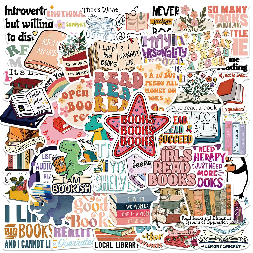 50pcs Diary Book Reading Stickers for Kids DIY Notebook Laptop Luggage Graffiti (Online Order Only)