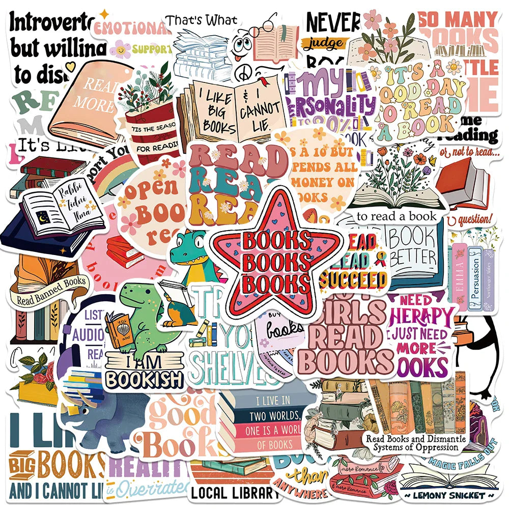 50pcs Diary Book Reading Stickers for Kids DIY Notebook Laptop Luggage Graffiti (Online Order Only)