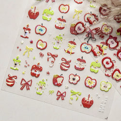 Shiny Attractive Apple Core Peel Cute Fruits Bowknot Tie Star Self Adhesive Nail Art Stickers Charming Rhinestone Manicure Decal (ONLINE ORDER ONLY)