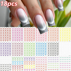 9/18pcs Gradient Color Line Design Nail Art Stickers 3D Dopamine Y2K French Nail Decals Self-Adhesive Ombre Manicure Decor Foils (Online Order Only)