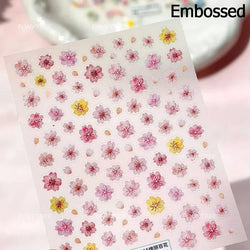 Colorful Dried Flowers Wreath Floral Plant Petal Bud Garden Charming 5D Reliefs Self Adhesive Nail Art Stickers Manicure Decals (Online Order Only)