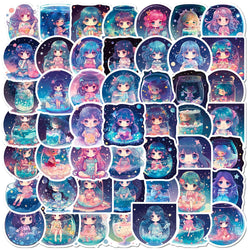 Galaxy Moonlight Girl Anime Stickers - Cute Aesthetic Decals for Laptop, Notebook, Phone (10/30/50pcs) (ONLINE ORDER ONLY)