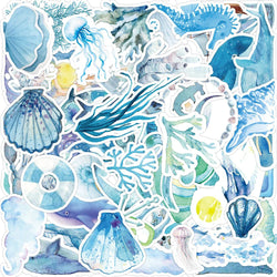 Blue Ocean Animal Stickers: 10/30/50pcs for Kids DIY, Suitcase, Notebook, Phone, Laptop (Online Order Only)