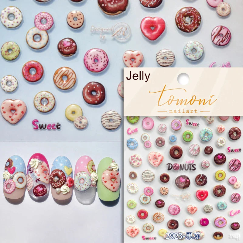 Fantasy Beach Summer Dreamy Colorful Seasnail Shell Pearl Conch Jelly Star 5D Decals Soft Relief 3D Decoration Nail Art Stickers (Online Order Only)