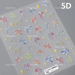 Colorful Fireworks Blooming Castle Romantic Brilliant Sky Self Adhesive Nail Art Stickers Star Shiny Rhinestone Manicure Decals (Online Order Only)