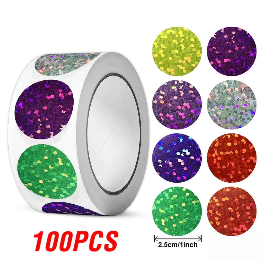 100-500pcs Glitter Star Stickers for Kids School Teacher Reward Sticker Party Decor Small Business Label Scrapbooking Stickers (Online Order Only)