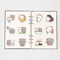 60PCS Kawaii Cat Mood Sticker PVC Graffiti Sticky Aesthetic Decorative Scrapbook DIY Child Phone Stationery Supply for Kid (Online Order Only)