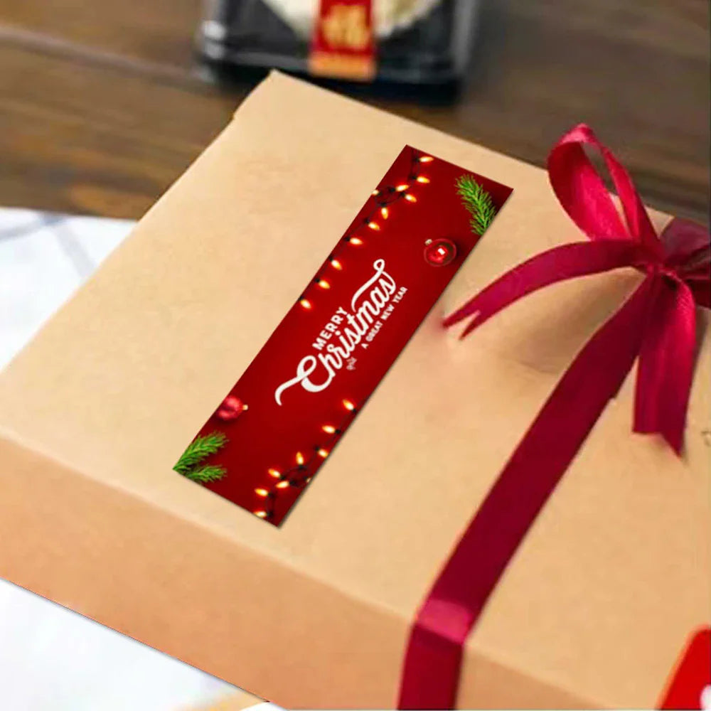 120pcs/roll Rectangle Merry Christmas Sticker Holiday Party Gift Decoration Sealed Envelope Stickers Happy New Year Baking Label (ONLINE ORDER ONLY)