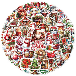 10/60PCS Cute Christmas Waterproof Graffiti Stickers Aesthetic Decorative Scrapbook Luggage Laptop Phone Decal For Kids Gift Toy (ONLINE ORDER ONLY)
