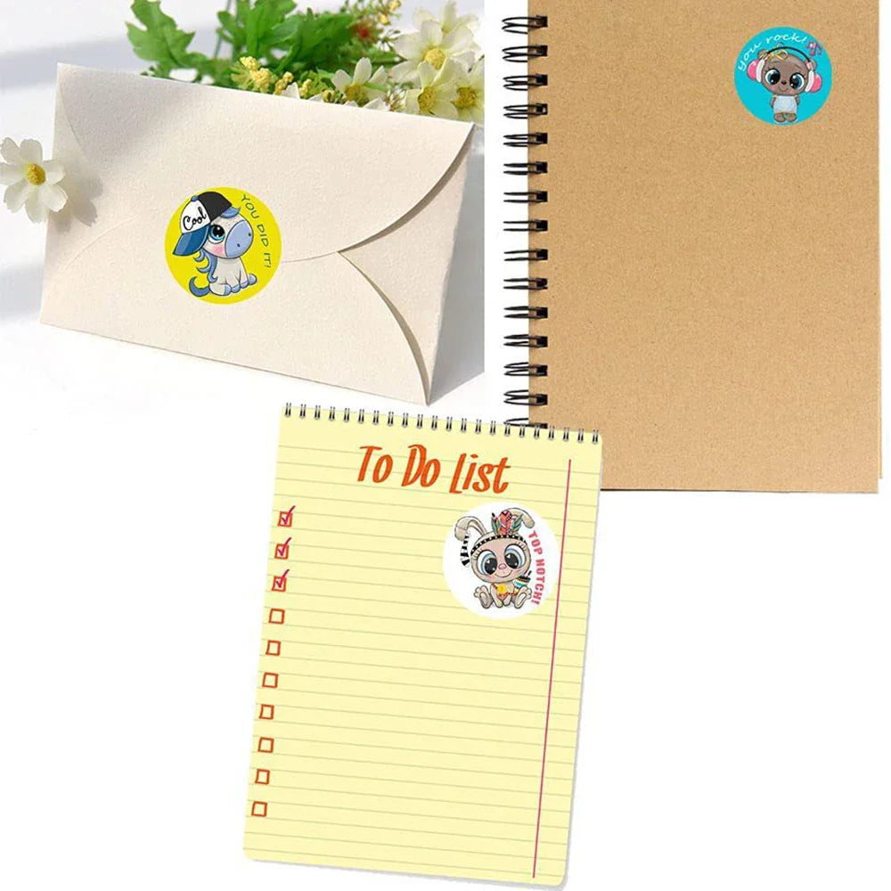 100-500PCS Cartoon Reward Sticker 8 Style Pattern Toys Label School Teacher Reward Stickers Animals Cartoon Scrapbook Decoration (Online Order Only)