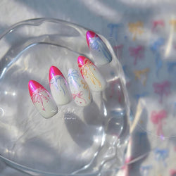 Chic Shiny Bowknot Colorful Ribbon Stars Heart Butterfly Flower Delicate Romantic Nail Art Stickers Decoration Manicure Decals (Online Order Only)
