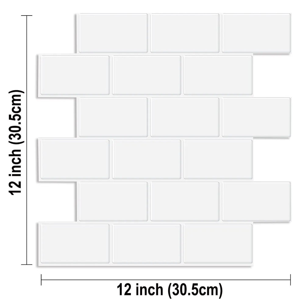 Big Size 12x12 Inch 3D Subway Wall Tile Stickers Peel and Stick Waterproof Vinyl Wallpaper 10 Sheets (Online Order Only)