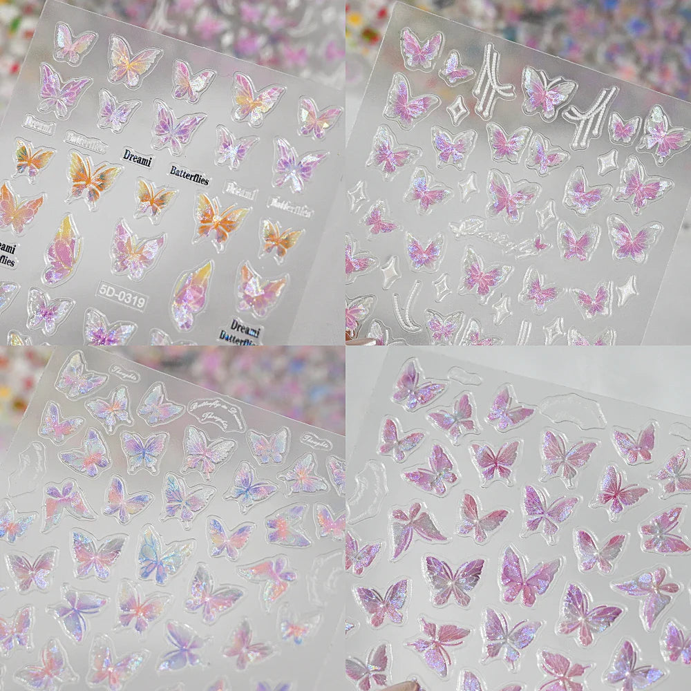 1pcs Pink Christmas Nail Stickers Shiny Shell Light Nail Art Parts Stickers Cute Snowflakes Star Wreath Nail Decorations Decals* (ONLINE ORDER ONLY)
