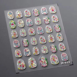 Hot Stamping Colourful Sunflower Starry Night Impressionism Embossment Adhesive Nail Art Sticker Shiny Rhinestone Manicure Decal (Online Order Only)