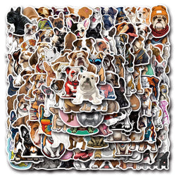 Bulldog Cartoon Stickers Pack - Pet Dog Decals for Luggage, Laptop, Guitar, Bike, Skateboard (Online Order Only)