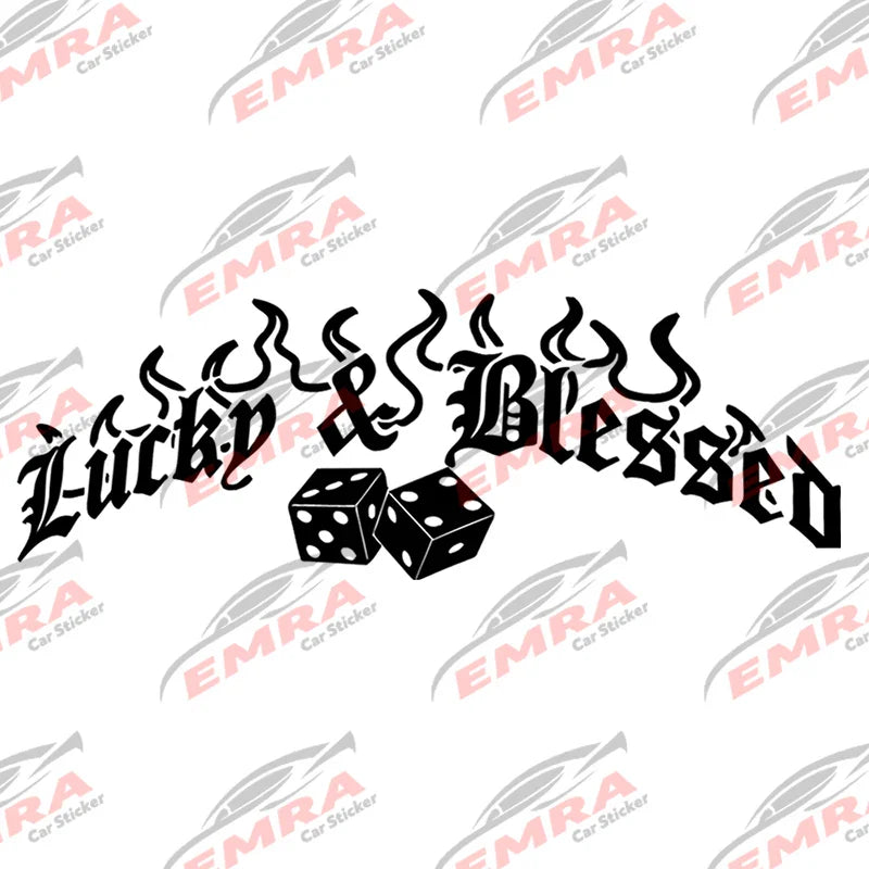 Lucky & Blessed Car Sticker for Windshield Rear Window Car Sticker Banner JDM Vinyl Graphics External Accessories Vinyl Decals (ONLINE ORDER ONLY)