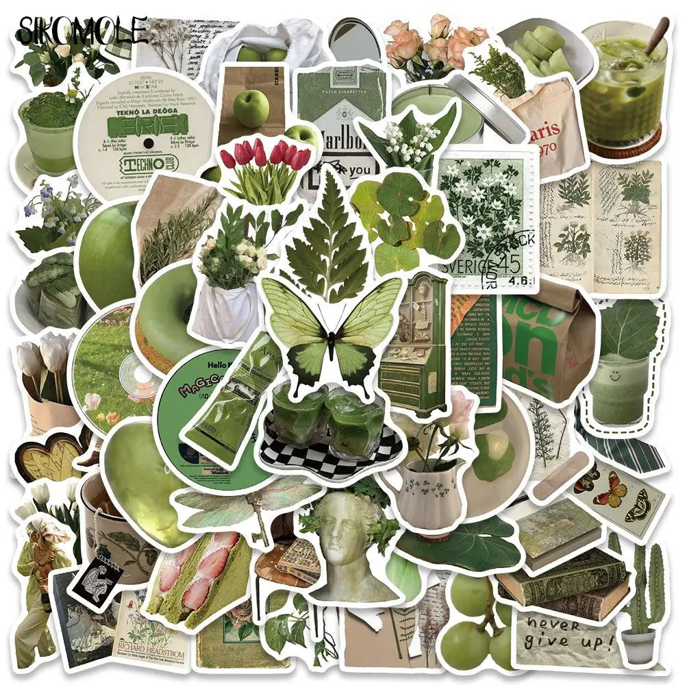 Olive Green Graffiti Stickers Pack - Kawaii DIY Suitcase Skateboard Laptop Decals (Online Order Only)