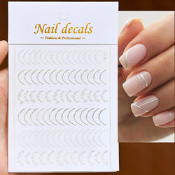 1Pc Laser Silver Gold Lines Stripe Nail Sticker Metal Strip Luxury Nails Slider Self Adhesive Slider Papers Transfer Stickers *& (Online Order Only)