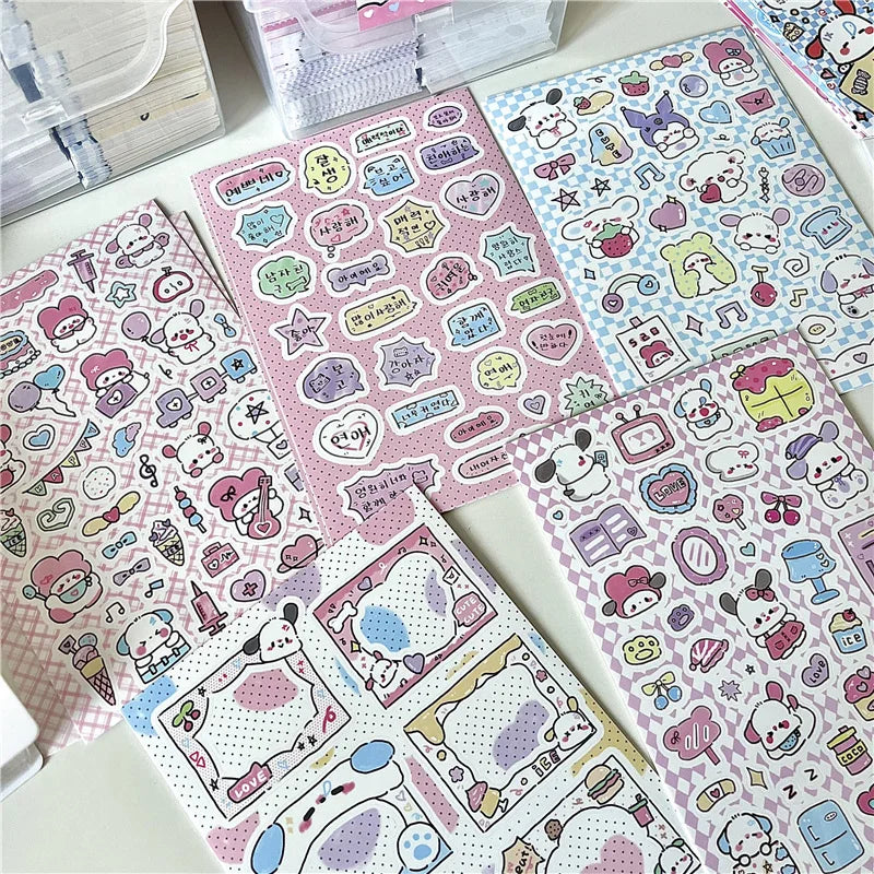 Korean Ins Cute Graffiti Puppy Stickers Planner Journal Collage DIY idol card Scrapbooking Decoration Sticker Kawaii Stationery (Online Order Only)
