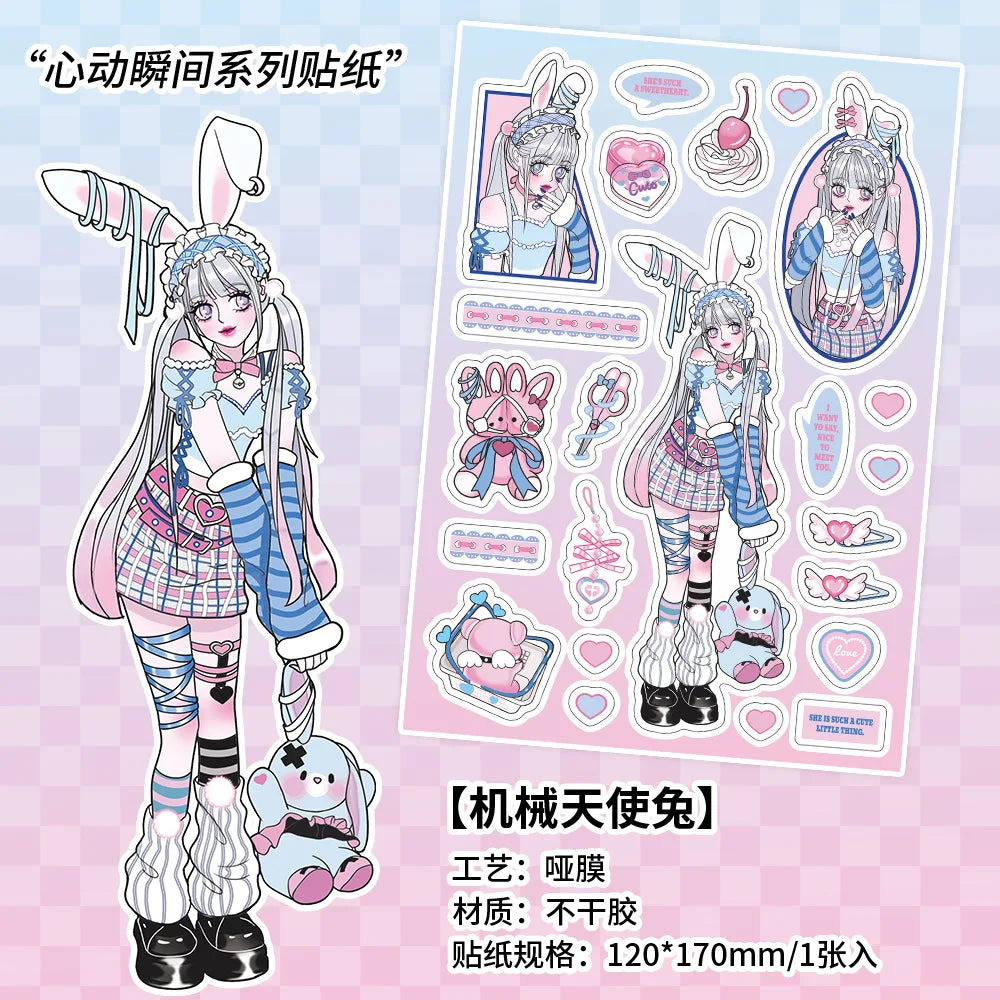 1pcs New Kawaii Heartbeat Girl Scrapbooking Sticker Art Collage Diary Journal DIY Craft Aesthetics Decorative Sticker Stationery (ONLINE ORDER ONLY)