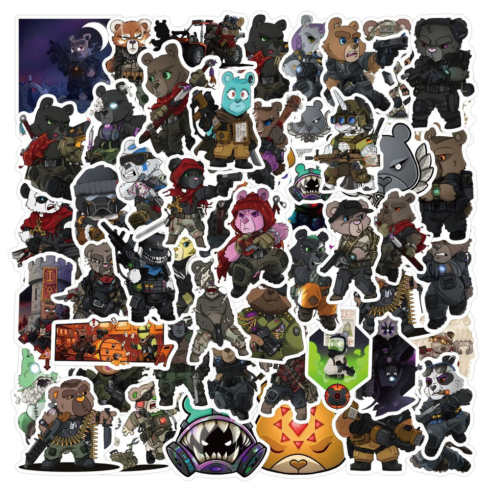 10/30/50/100PCS Tactical Teddy Stickers Cool Anima DIY Decoration Scrapbook Luggage Laptop Guitar Car Bike Cartoon Decals Toy (ONLINE ORDER ONLY)