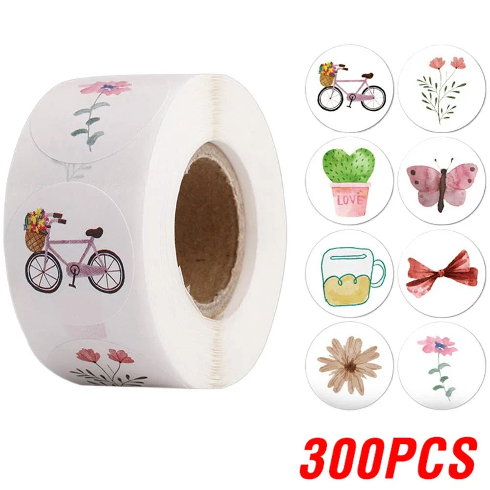100-500pcs Round Cartoon Sticker 1Inch Thank You Stickers for Gift Cards Envelope Paper Scrapbook Sealing Label (ONLINE ORDER ONLY)