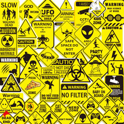 10/50pcs Funny Warning Stickers Danger Banning Sign Viny Decal Car Scooter Motorcycle Suitcase Violation Sticker Classic Toy (Online Order Only)