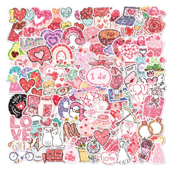 10/30/50/100PCS Valentine's Day Romantic Cartoon Stickers Holographic Laser Decals Graffiti Toy DIY Notebook Phone Gift For Love (ONLINE ORDER ONLY)