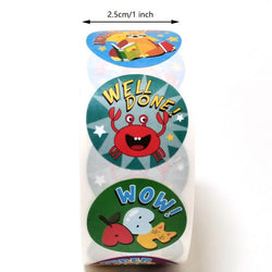 500 Pcs/Roll English Cartoon Animal Stickers Teacher Reward Students Stickers Self-adhesive Stationery Stickers (Online Order Only)