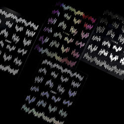 6pcs/Set High Gloss Reflective Glitter 3D Nail Sticker Silver Dark-Shiny Effect Press On Nails Decals Decor DIY Adhesive Sliders (ONLINE ORDER ONLY)