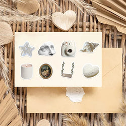 10/30/50PCS INS White PVC Sticker Aesthetic Decoration Scrapbooking Sketchbook Korean Stationery School Supplies for Kids (ONLINE ORDER ONLY)