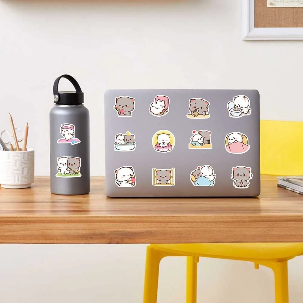 10/60pcs Kawaii Cat Meme Cartoon Stickers DIY Kids Scrapbook Notebook Phone Laptop Fridge Guitar Luggage Sticker Toy (ONLINE ORDER ONLY)