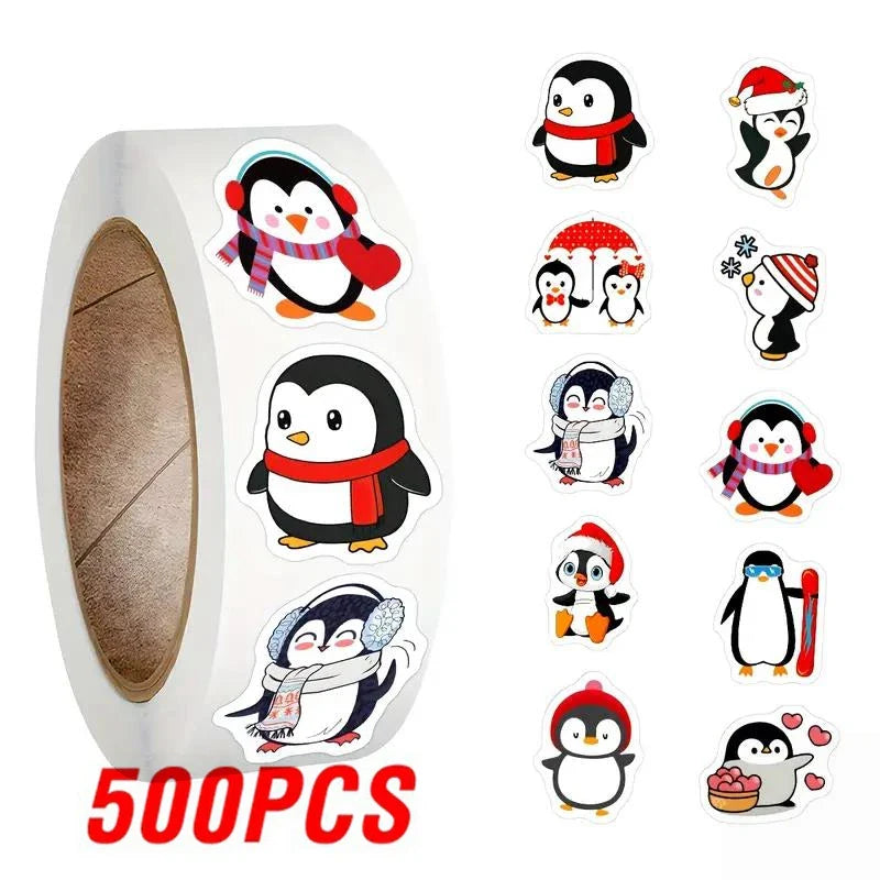 100-500pcs Penguin Christmas Stickers Thank You Sticker DIY Gift Baking Package Decoration Lables Scrapbooking Stationery (Online Order Only)