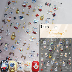Rabbit Bunny Moon Flower Lantern Peach Blossom Star Bowknot Self Adhesive Nail Art Stickers Rhinestone Delicate Manicure Decals (ONLINE ORDER ONLY)