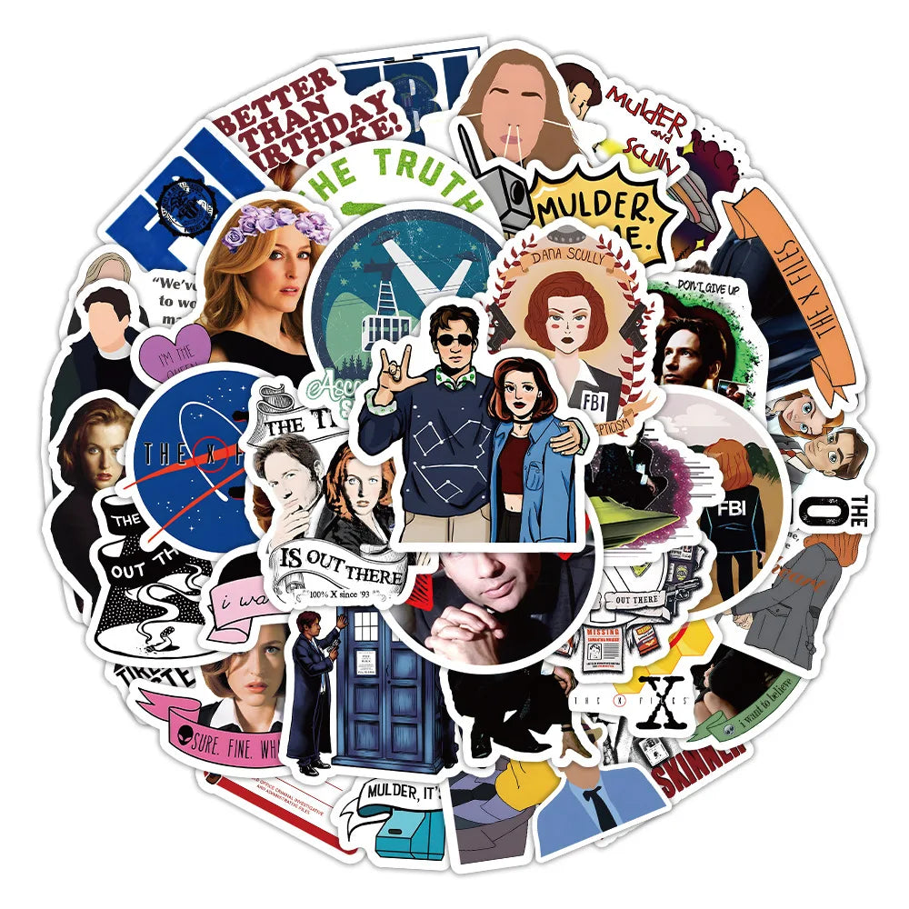 10/50Pcs Crime Thriller TV Series The X-Files Stickers For Pack On Laptop Car Guitar Book Luggage Decoration Diary Pegatina (ONLINE ORDER ONLY)