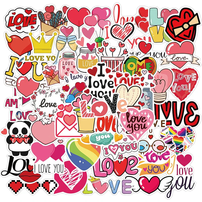 10/30/50PCS Cute Love Sticker Aesthetic Children's PVC Sketchbook Decoration Scrapbooking School Stationery Supplies for Kids (Online Order Only)