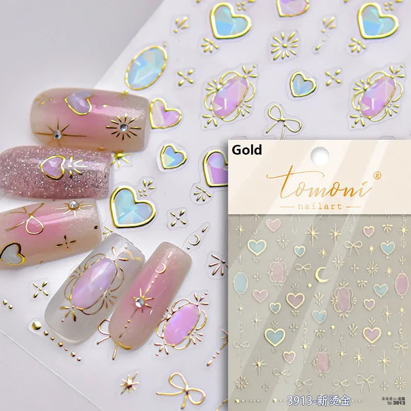 Dreamy Moon Star Cloud Butterfly Starrylight Rhinestone 5D Soft Embossed Relief Nail Art Sticker 3D Decal Decoration Manicure (ONLINE ORDER ONLY)